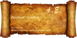 Ascher Endre névjegykártya